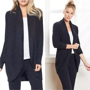 Barefoot Dreams Women’s Cozy Chic Lite Grey Draped Open Front Cardigan Size XS